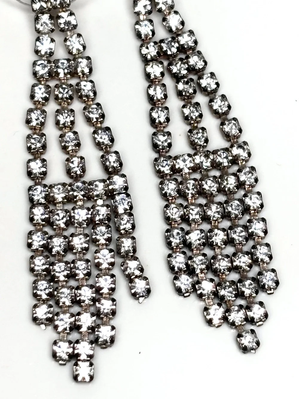 Vintage Clear Sparkling Rhinestone Earrings Dangle Chandelier Style